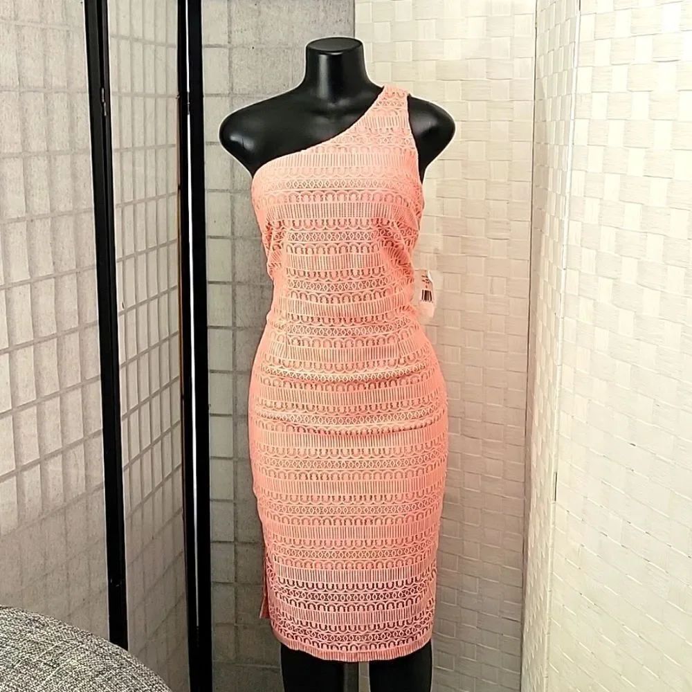 BRANDย NEW ALEXIA ADMOR ONE SHOULDER LACE CUTOUT DESIGN DETAILS WOMEN"SโDRESS G1